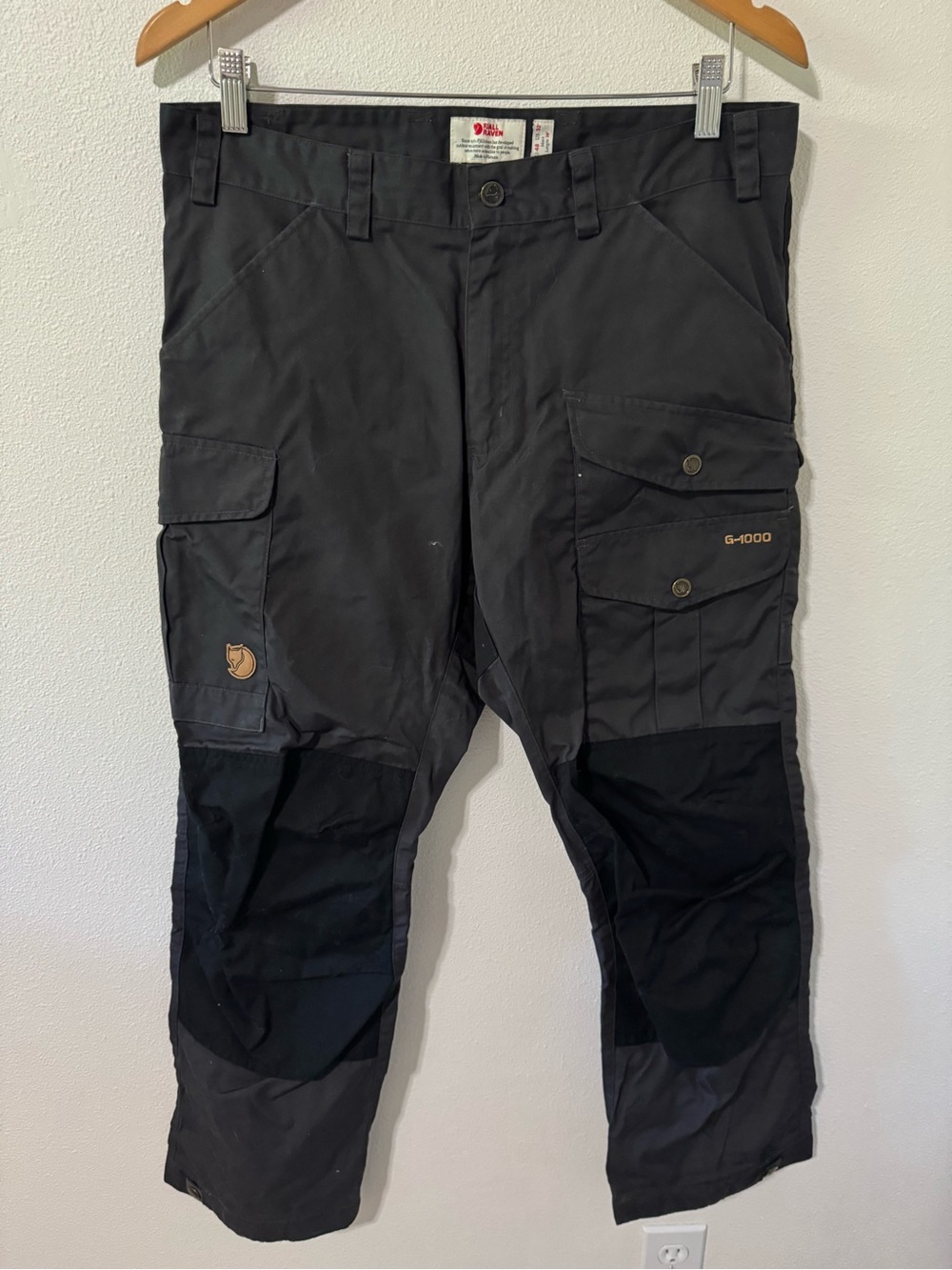 Fjall Raven Vidda Pro Trousers Pants Gray Black Double Knee Water Resistant-32